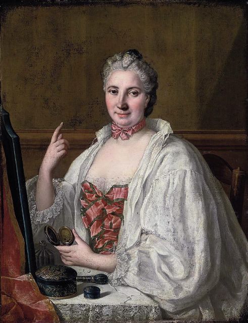 Fig. 11 - [Anne de la Grange-Trianon, Drouais](https://it.wikipedia.org/wiki/File:Anne_de_La_Grange-Trianon_by_Circle_of_Fran%C3%A7ois-Hubert_Drouais.jpg) , 18th century. The toilet set here depicted was made of lacquer. 