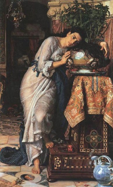 Fig 3: Isabella and the Pot of Basil, 1867 - William Holman Hunt - [Wikicommons](https://upload.wikimedia.org/wikipedia/commons/9/97/William_Holman_Hunt_-_Isabella_and_the_Pot_of_Basil.jpg)