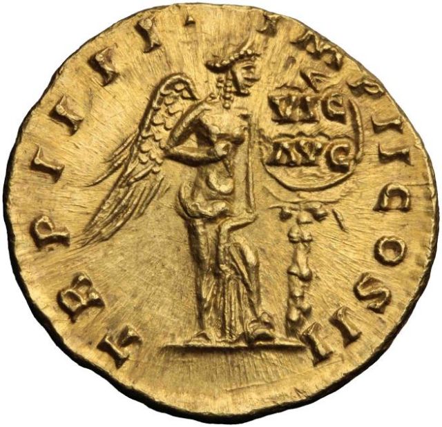 Fig 1: Gold coin reverse, depicting Victoria [De Nederlandsche Bank; RIC III 522](https://nnc.dnb.nl/dnb-nnc-ontsluiting-frontend/#/collectie/object/RO-05528) 