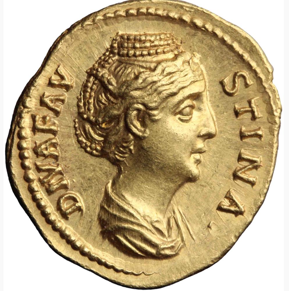 Fig. 4. The deified Faustina the Elder, mother of Faustina, depicted on a golden [aureus](https://nnc.dnb.nl/dnb-nnc-ontsluiting-frontend/#/collectie/object/1910-0190) 