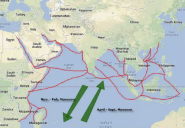 Fig 34:  The web of trade across the Indian Ocean, driven by the monsoon winds -  [Kallie Szczepanski](https://www.thoughtco.com/indian-ocean-trade-routes-195514)