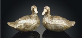 A pair of mother-of-pearl and ivory duck-form boxes and covers, 19th century - [Christie’s](https://www.christies.com/lot/lot-a-pair-of-mother-of-pearl-and-ivory-duck-form-5492228/?lid=1&sc_lang=en)