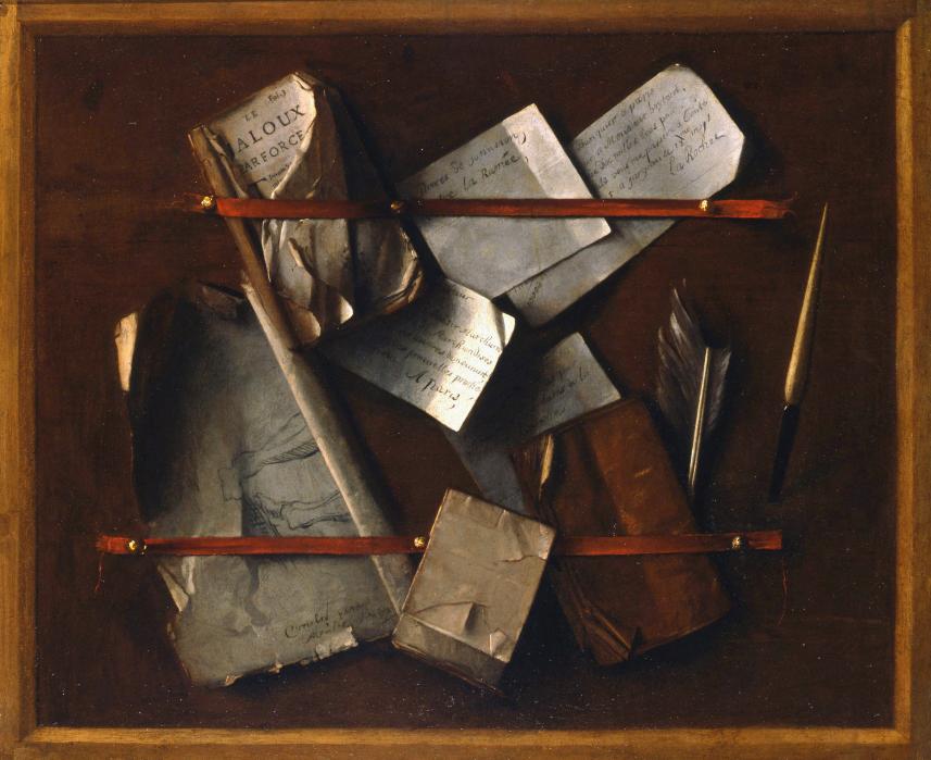 Figure 2: Trompe l’oeil, 1673, Cornelis van der Meulen (1642-±1691). From the Dordrechts Museum, retrieved from WikiCommons, [DM/003/808](https://commons.wikimedia.org/wiki/File:Trompe_l%27oeil,_door_Cornelis_van_der_Meulen.jpg#/media/Bestand:Trompe_l'oeil,_door_Cornelis_van_der_Meulen.jpg).