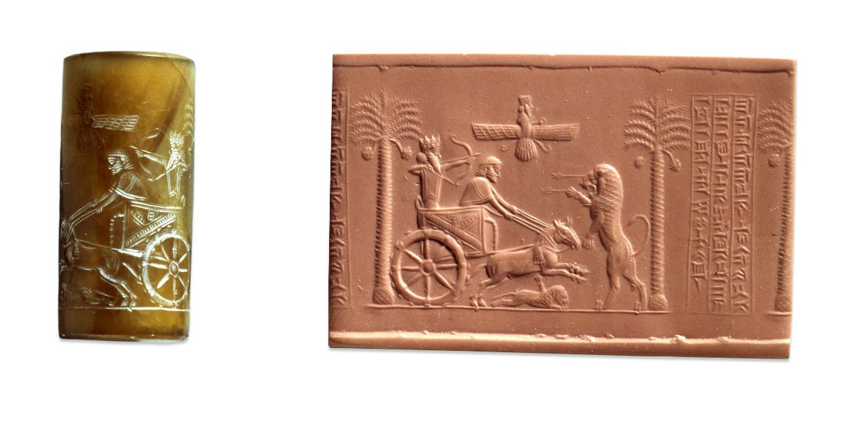 Fig 13: Cylinder seal of Darius on a chariot with horses – The Trustees of the British Museum – [89132](https://www.britishmuseum.org/collection/object/W_1835-0630-1)