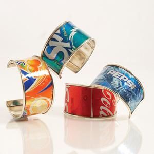 Fig: [Recycled bracelets](http://www.thegreenestdollar.com/2009/11/cool-at-home-project-soda-pop-can-bracelets/)