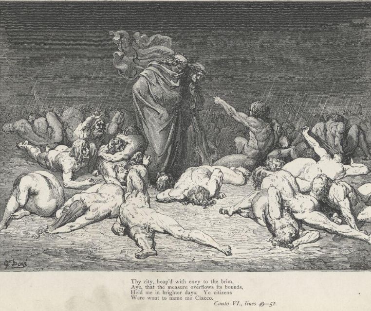 Fig: Ciacco in the sixth Canto of Dante’s Inferno. [wikimedia.org](Inferno_Canto_6_lines_49-52.jpg (987×829))
