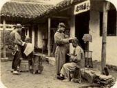Barbershop in the Qing Dynasty (1870s) - wiki commons