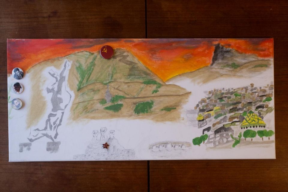 A painting that Fardin drew after they moved into their apartment in Leiden - Photography Chi-ching Lam