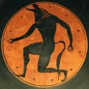 The Minotaur, tondo of an Attic bilingual kylix - Museo Arqueológico Nacional de España - inv. 1999/99/80 - Via [Wikimedia](https://commons.wikimedia.org/wiki/File:Tondo_Minotaur_London_E4_MAN.jpg)