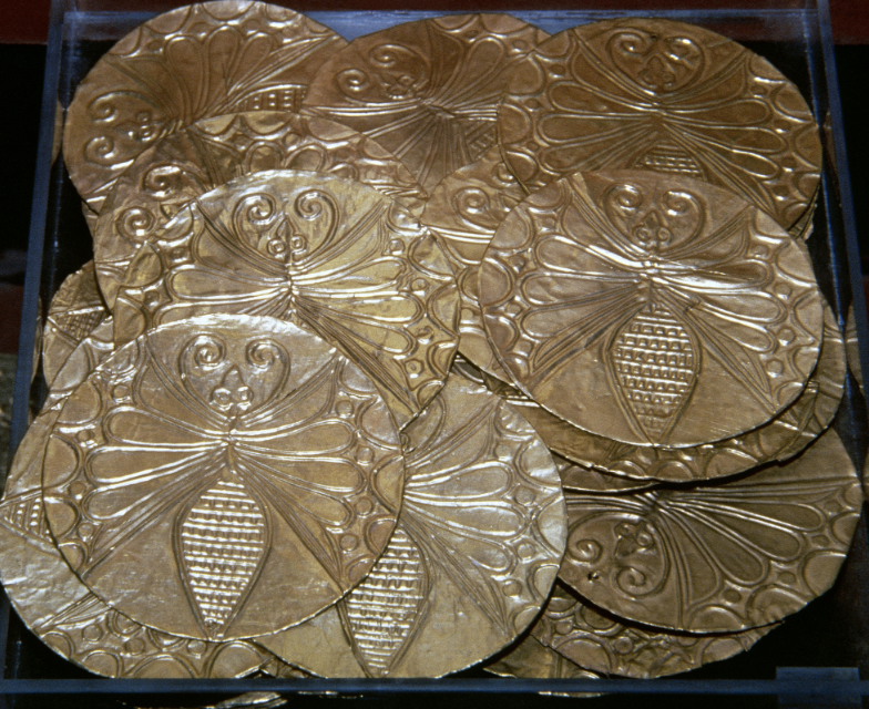 Fig. 12. Gold roundels embellished with butterflies - National Archaeological Museum of Athens - [Alamy](https://www.alamy.com/stock-photo/mycenaean-greece-gold.html)
