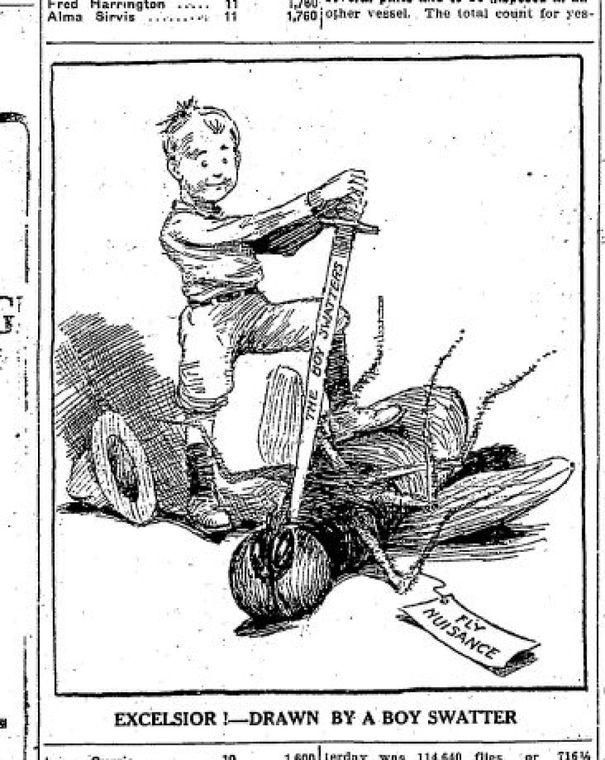 Fig. 11. Fly swatter cartoon - [The Star](https://www.thestar.com/news/insight/2015/08/08/beatrice-white-the-girl-who-killed-half-a-million-flies-for-toronto.html?rf)