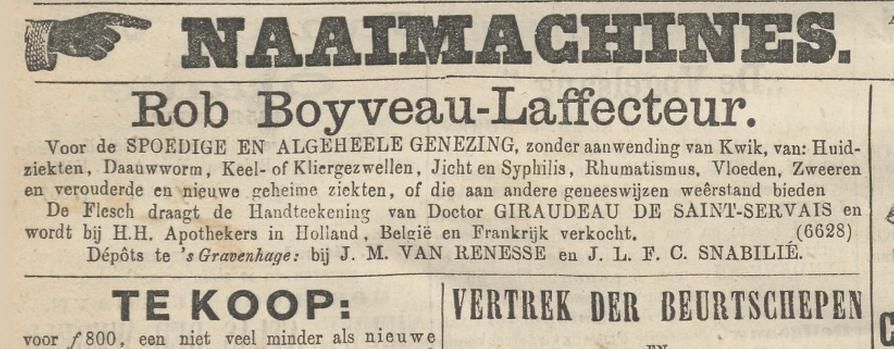 Dagblad van Zuidholland en 's Gravenhage 27-09-1868 - Via [Delpher](https://www.delpher.nl/nl/kranten/view?query=syphilis+kwik&facets%5Bperiode%5D%5B%5D=0%7C19e_eeuw%7C&page=1&coll=ddd&identifier=ddd:000020929:mpeg21:a0026&resultsidentifier=ddd:000020929:mpeg21:a0026&rowid=5)