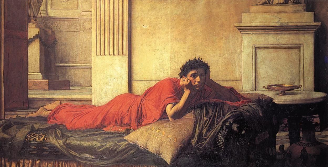 Fig 6: The Remorse of the Emperor Nero after the Murder of his Mother, John William Waterhouse, 1878 - [WIkimedia](https://commons.wikimedia.org/wiki/File:RemorsodeNero.jpg)