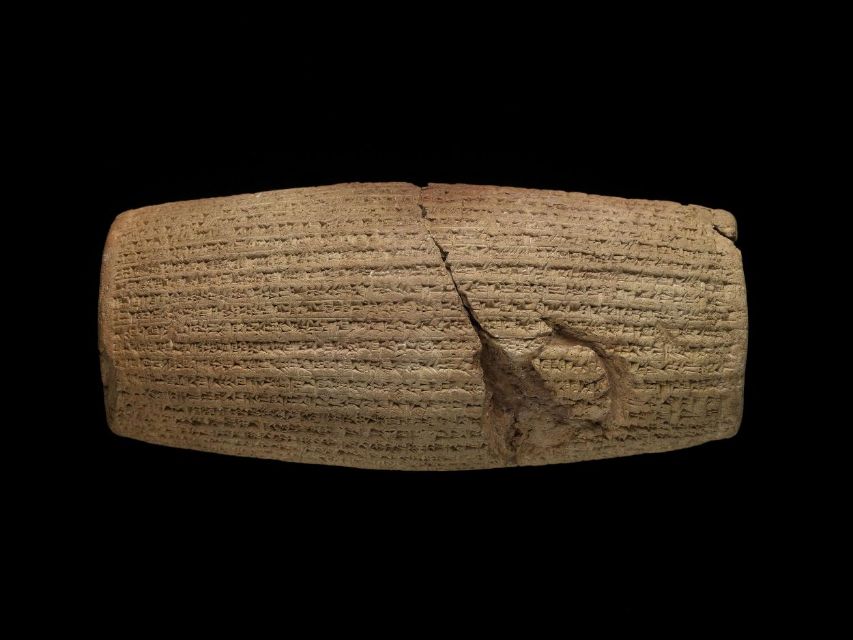 Fig 2: The ‘Cyrus Cylinder’, describing the conquest of Babylon by Cyrus ‘The Great’– The Trustees of the British Museum – [90920](https://www.britishmuseum.org/collection/object/W_1880-0617-1941) 