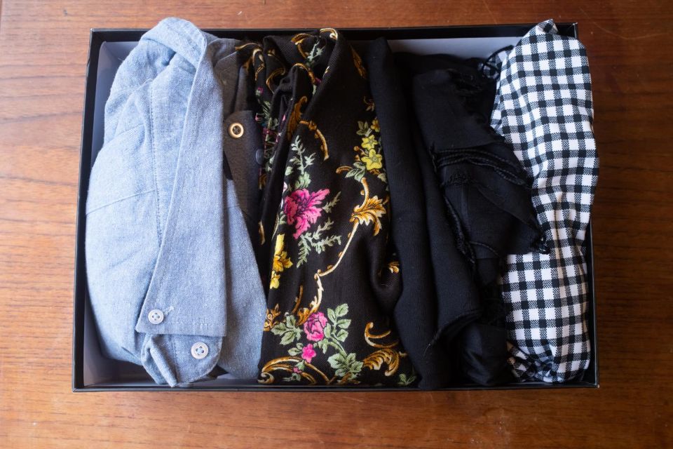 A box containing clothing from Haide's family - Photography Chi-ching Lam