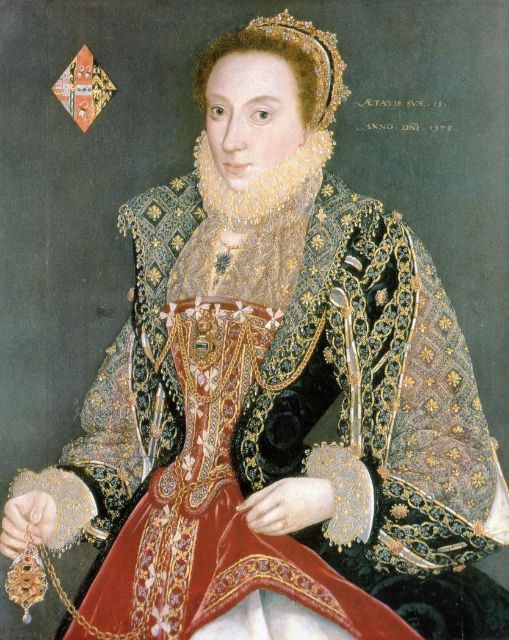 Fig. 1. Gower, George, _Portrait of Mary Denton_, Oil of Panel, 1573, (York Art Gallery). https://commons.wikimedia.org/wiki/File:George_Gower_portrait_of_Mary_Denton.png