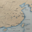 Fig 35:  Map showing Coastal China, principal seaports - Smithsonian Institute Washington, D.C., source: _By the Pen and What They Write: Writing in Islamic Art and Culture_, ed. Sheila Blair and Jonathan Bloom, New Haven, 2017, p. 155).