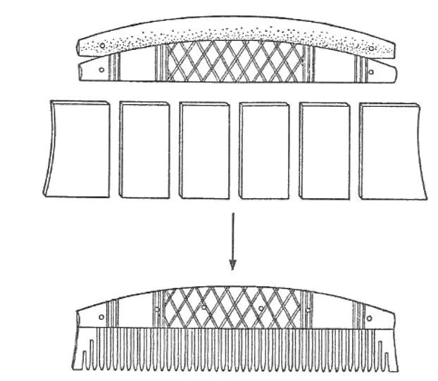 COMPONENTS OF AN [ANTLER COMB](https://halldorviking.wordpress.com/2014/04/04/how-to-make-a-composite-antler-comb/)