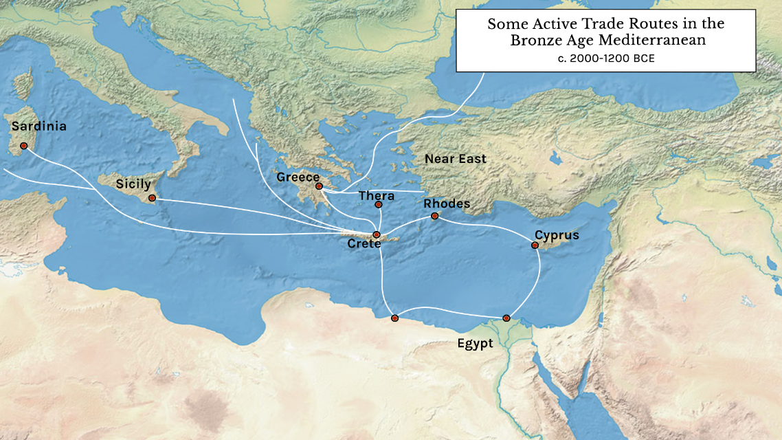 Figure 21: Some active trade routes in the Bronze Age Mediterranean - [Ancient History Encyclopedia](https://www.ancient.eu/image/12695/)