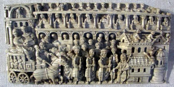 Fig. 4. Ivory tablet showing a reliquary procession, from Constantinople, 5th [century](https://nl.m.wikipedia.org/wiki/Bestand:Elfenbeintafel_mit_Reliquienprozession,_Konstantinopel,_5._Jahrhundert.jpg) 