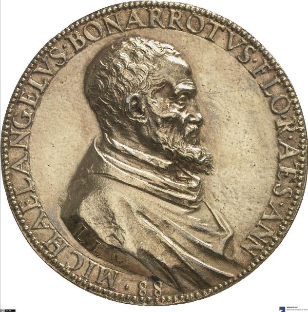 Fig. 1 - Leone Leoni, Medal of Michelangelo Buonarroti - Münzkabinett, SMB Berlin - [inv.  18210913](https://ikmk.smb.museum/object?id=18210913)