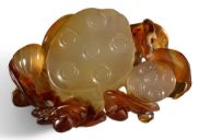 Fig 5: A small agate ‘lotus pod’ group - [Sotheby’s, ](https://www.sothebys.com/en/buy/auction/2019/important-chinese-art/a-small-agate-lotus-pod-group-qing-dynasty-19th)