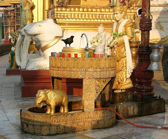 Planetary stations - [Wikimedia](https://upload.wikimedia.org/wikipedia/commons/thumb/c/cc/Yangon-Shwedagon-555-WochentagNW-Rahu-Elefant_ohne_Stosszaehne-Mittwoch2-gje.jpg/640px-Yangon-Shwedagon-555-WochentagNW-Rahu-Elefant_ohne_Stosszaehne-Mittwoch2-gje.jpg)