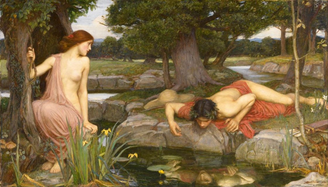 Fig: JohnWilliam Waterhouse, Echo and Narcissus,  1903, oil on canvas, 43 in x 74 in -[ Wikimedia](https://nl.wikipedia.org/wiki/Echo_en_Narcissus#/media/Bestand:John_William_Waterhouse_-_Echo_and_Narcissus_-_Google_Art_Project.jpg)