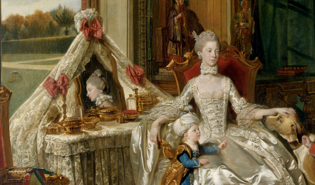 Fig. 10 - Detail of ‘Queen Charlotte with her Two Eldest Sons’, Johan Zoffany, 1765. - The Royal Collection(London). [RCIN 400146](https://www.rct.uk/collection/400146/queen-charlotte-1744-1818-with-her-two-eldest-sons) 