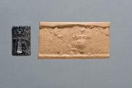 Fig. 10 - Cylinder seal with Inanna and her lion and weapons - Oriental institute of Chicago - [A27903](https://oi-idb.uchicago.edu/id/90eec75d-0343-4a85-8810-ad0cdcc2a081)