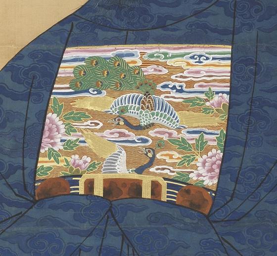 Figure 2: A close-up on the peacock insignia on Chang Man’s official robes. Image retrieved from Encyclopedia of Korean Folk culture, [url](https://folkency.nfm.go.kr/kr/topic/detail/6903).