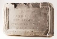 Fig. 1 - Latin tombstone inscription with monumental capitals - Rijksmuseum van Oudheden - [Pb 48](https://hdl.handle.net/21.12126/58369)