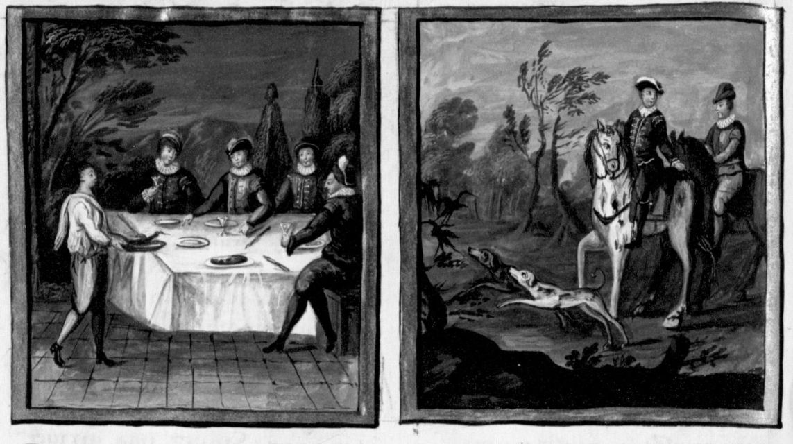 Fig: Miniatore francese (XVII secolo), Chichibio serve la gru al tavolo dei nobili; [Chichibio e Currado osservano le gru](http://www.enteboccaccio.it/s/casa-boccaccio/item/822)
