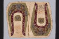 Fig. 1. Pair of embroidered slipper faces, Late 19th or early 20th century, Indonesia. From the collection of the Peranakan Museum in Singapore. Accession number: 2015-02098. [roots](https://www.roots.gov.sg/Collection-Landing/listing/1323143)