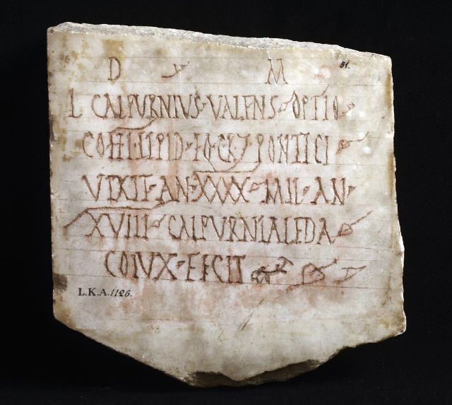 Fig. 1 - Tombstone with Latin inscription - Rijksmuseum van Oudheden - [LKA 1126](https://hdl.handle.net/21.12126/58366)