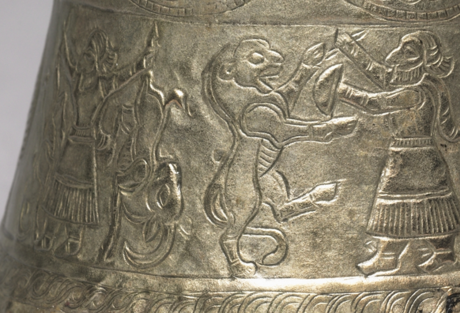 Detail on beaker with men fighting lions, 800-600 BC. Iran, Luristan - The Cleveland Museum of Art [1963.95](https://www.clevelandart.org/art/1963.95)